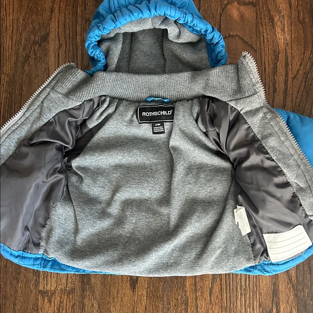 Rothschild Boys Infant Winter Insulated Puffer Blue Hooded Coat/Jacket‎ Sz 6-9m